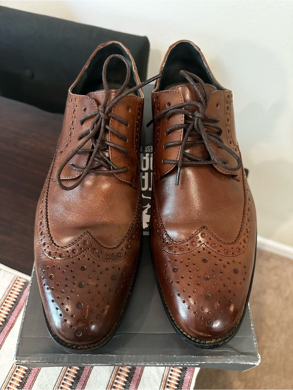 Stacy Adams Garrison Cognac Brown Leather Oxfords, Size 10.5, EUC